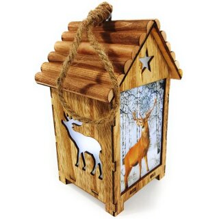 Bambelaa! LED Leuchthaus aus Holz Motiv Hirsch