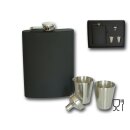 Bambelaa! Flachmann Schwarz Matt Edelstahl Geschenk Set Mit Bechern Trichter Ca 235ml 8Oz Für Männer Frauen Geschenkset