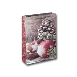 12x Geschenktüten Weihnachten Motiv Weihnachtsapfel ca. 28x8,5x34,5 cm