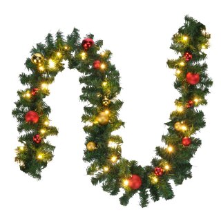 Bambelaa! Weihnachtstannengirlande 80 LED 5m Mit Christbaum Kugeln